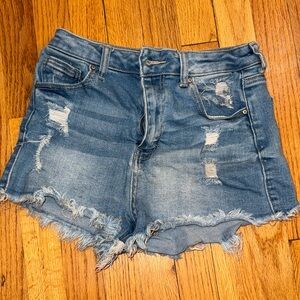 Wax Jean Blue Distressed Jean Shorts